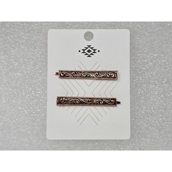 Copper Swirl Design Hair Pins Barrettes - Picture 1 of 3